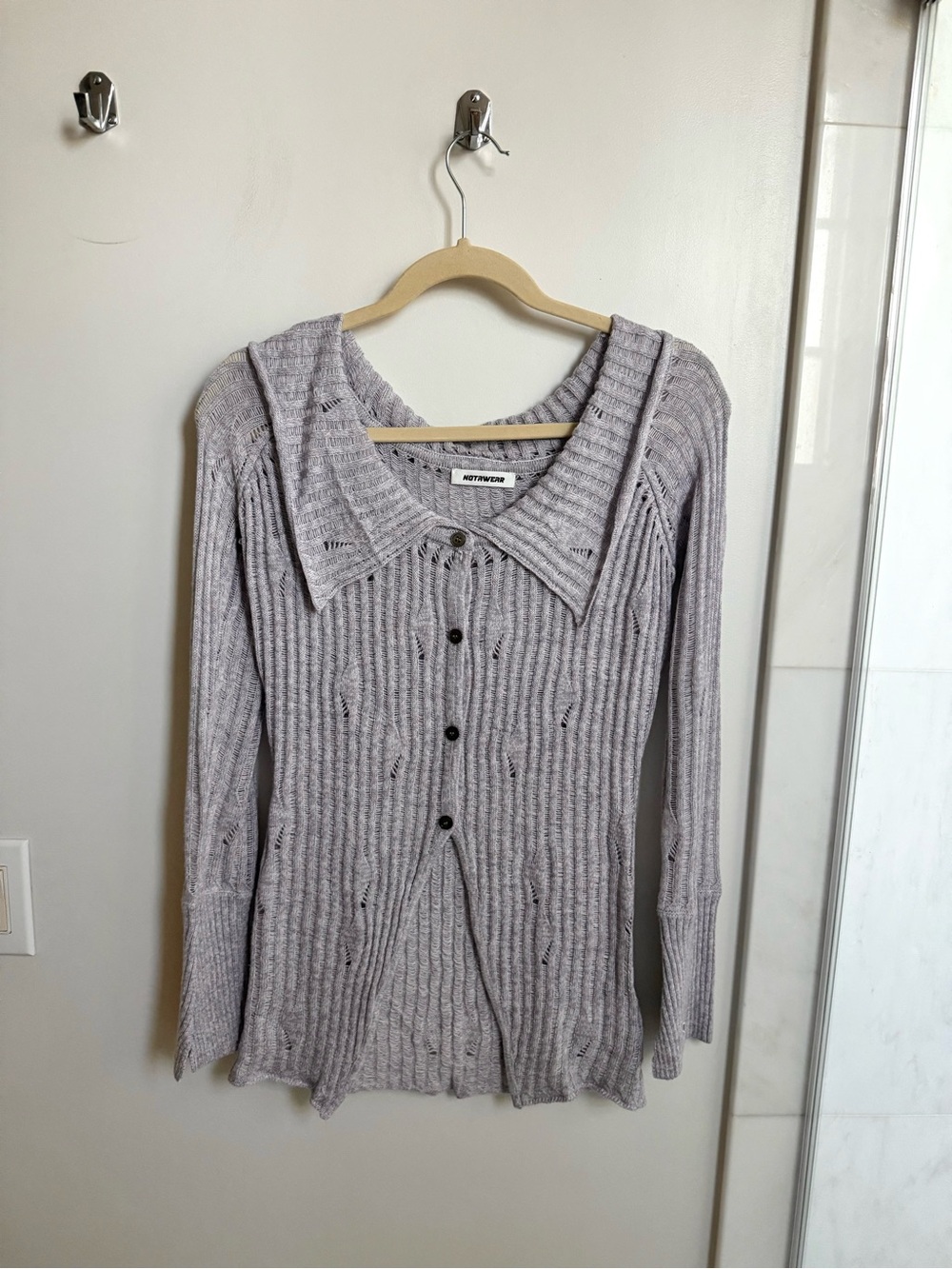 NOTAWEAR Off-Shoulder Ribbed Knit Top | Size M | Excellent Condition - Picture 3 of 7